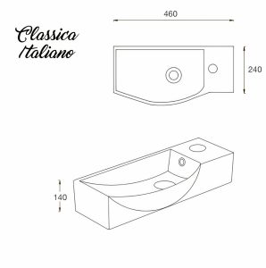Art basin CLASSICA ITALIANO wastafel keramik gantung dinding modern sketch