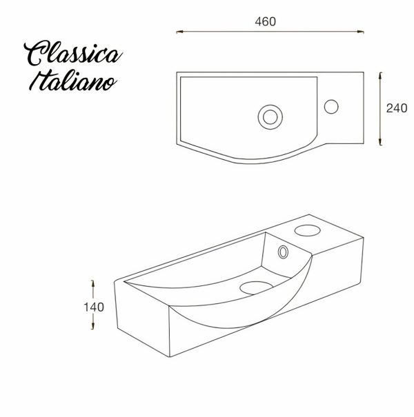 Art basin CLASSICA ITALIANO wastafel keramik gantung dinding modern sketch