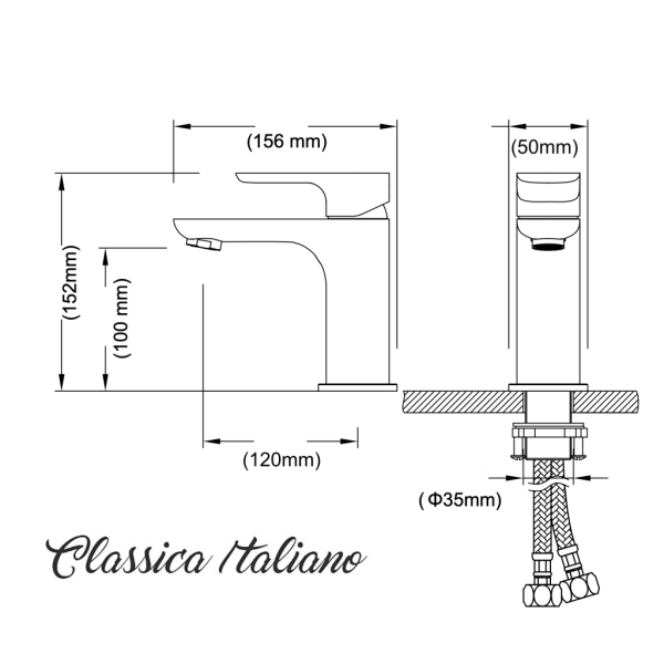 Kran mixer panas dingin stainles anit karat ITL-7205-A sketch