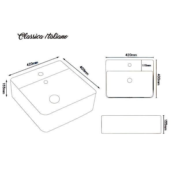 Wall hung art basin Classica Italiano wastafel keramik gantung TC-021-M