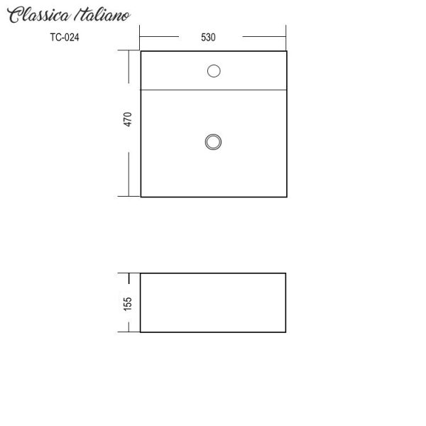 Art basin Classica Italiano wastafel cuci tangan keramik kotak mewah modern anti noda TC-024 sketch