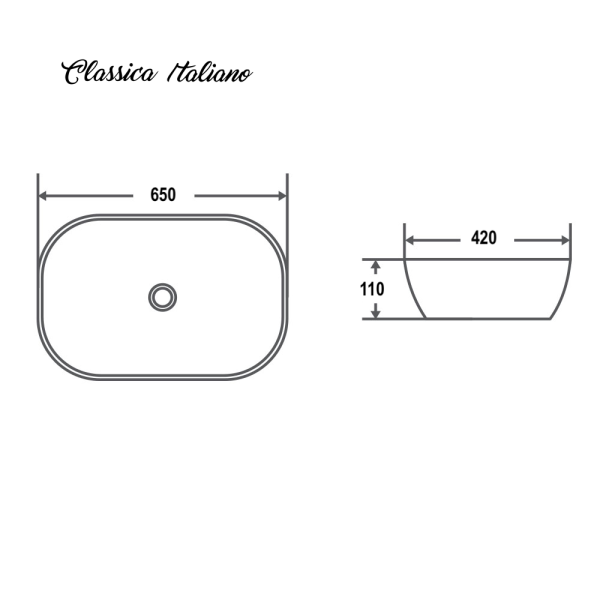 Classica Italiano Wastafel cuci tangan meja keramik mewah super putih tc-139 sketch