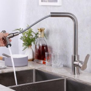 Keran dapur RINOKS tarik mixer panas dingin fleksibel Stainles SD-742