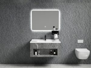 Wastafel kabinet stainles CLASSICA ITALIANO model MITILINI + cermin LED 3 cahaya