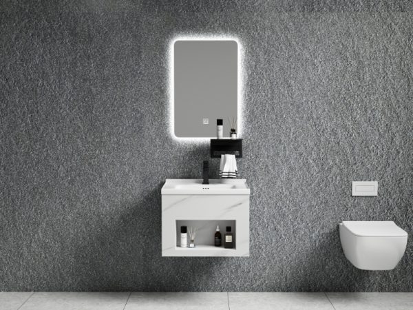 Wastafel kabinet stainles CLASSICA ITALIANO model MITILINI + cermin LED 3 cahaya