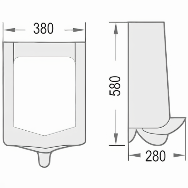 OR-905-Classica-Italiano-urinoir-toilet-38x28x58-sketch-1440x1440 Urinal toilet muslim keramik Classica Italiano model OR-905 sketch