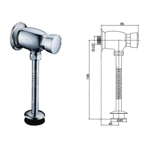 Push kran urinal OASENSE AK-932 urinoir flush valve sketch
