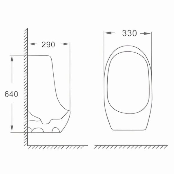 or-901-urinoir-toilet-sketch-2 Urinoir toilet keramik Classica Italiano model OR-901 sketch