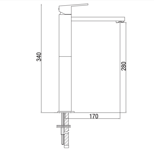 Kran wastafel stainles kuningan Classica Italiano ITL-7206-A sketch